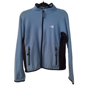 The North Face woman’s full zip fleece jacket, blue, size medium